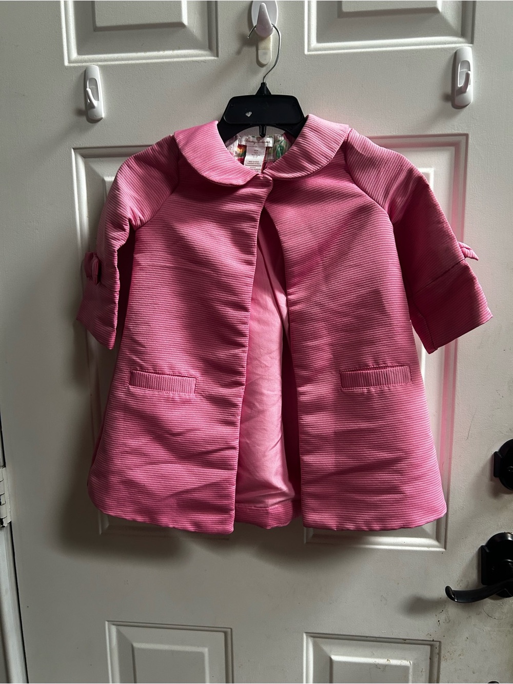 Tommy Bahama Pink Girls' Pea Coat with Peter Pan Collar